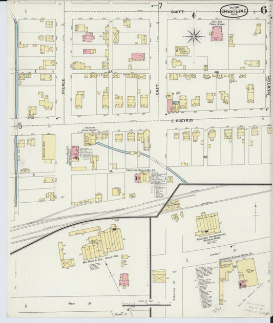 Sanborn Fire Insurance Map from Crestline, Crawford County, Ohio (1896), Sheet #0006 - Historic Sanborn Fire Insurance Map Print, vintage old map wall art, antique decor, genealogy gift, Ohio Ohio map