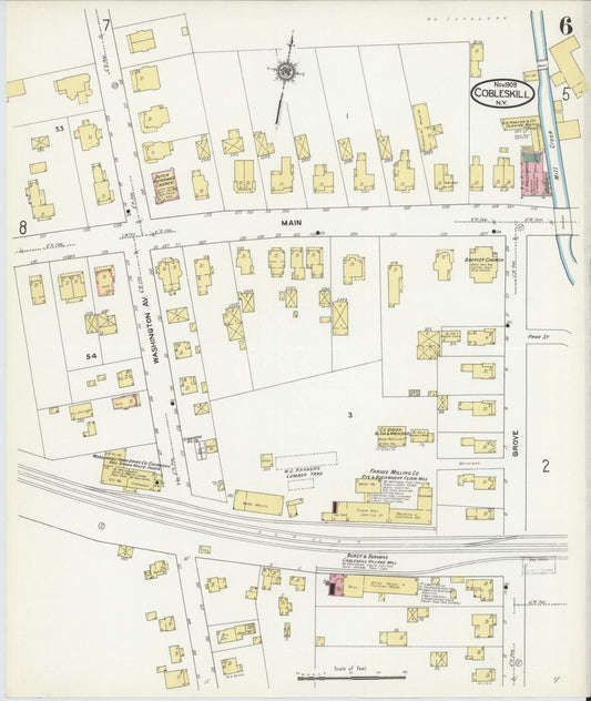 Sanborn Fire Insurance Map from Cobleskill, Schoharie County, New York (1909), Sheet #0006 - Historic Sanborn Fire Insurance Map Print, vintage old map wall art, antique decor, genealogy gift, New York New York map