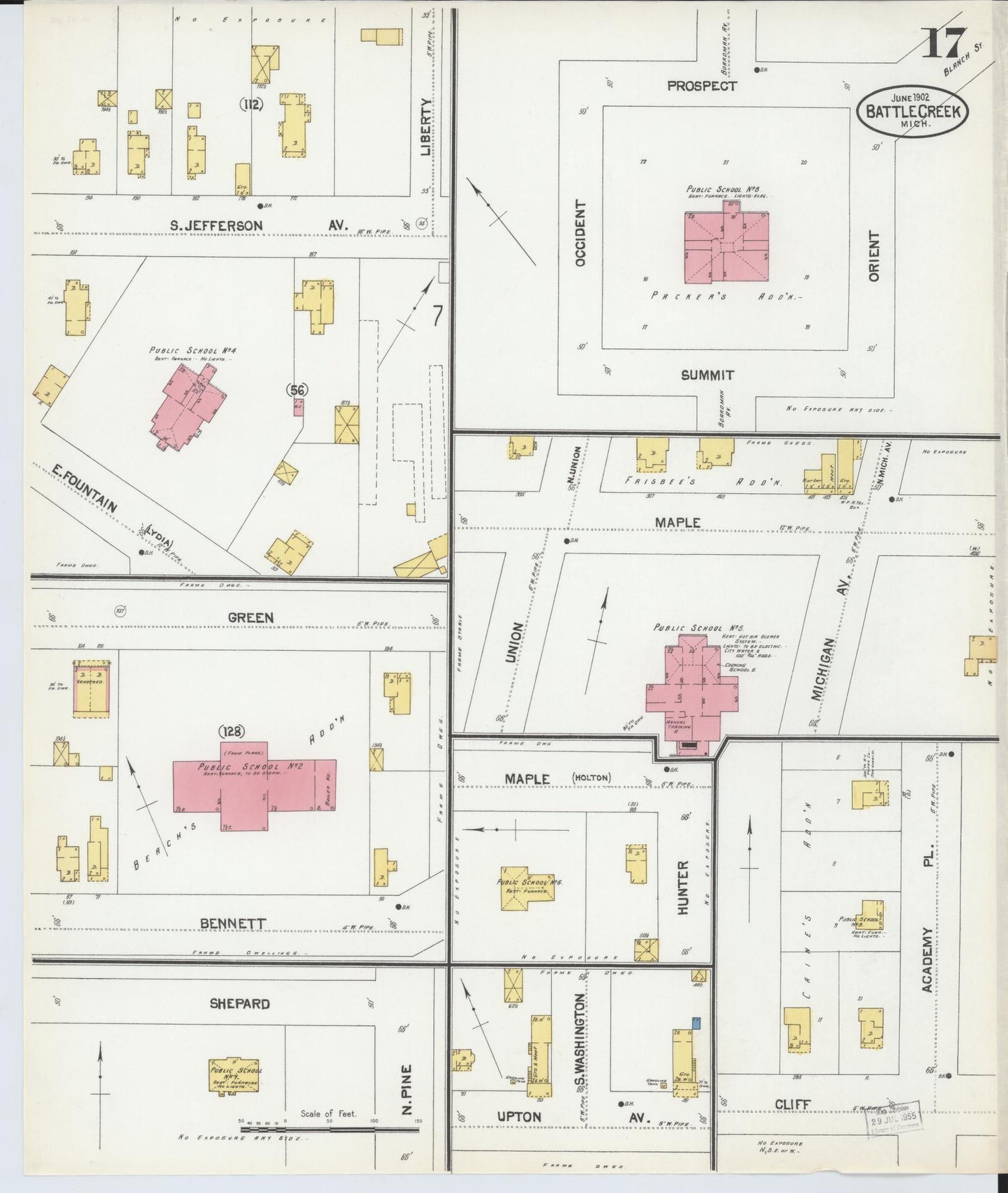 Sanborn Fire Insurance Map from Battle Creek, Calhoun County, Michigan (1902), Sheet #0017 - Historic Sanborn Fire Insurance Map Print, vintage old map wall art, antique decor, genealogy gift, Michigan Michigan map