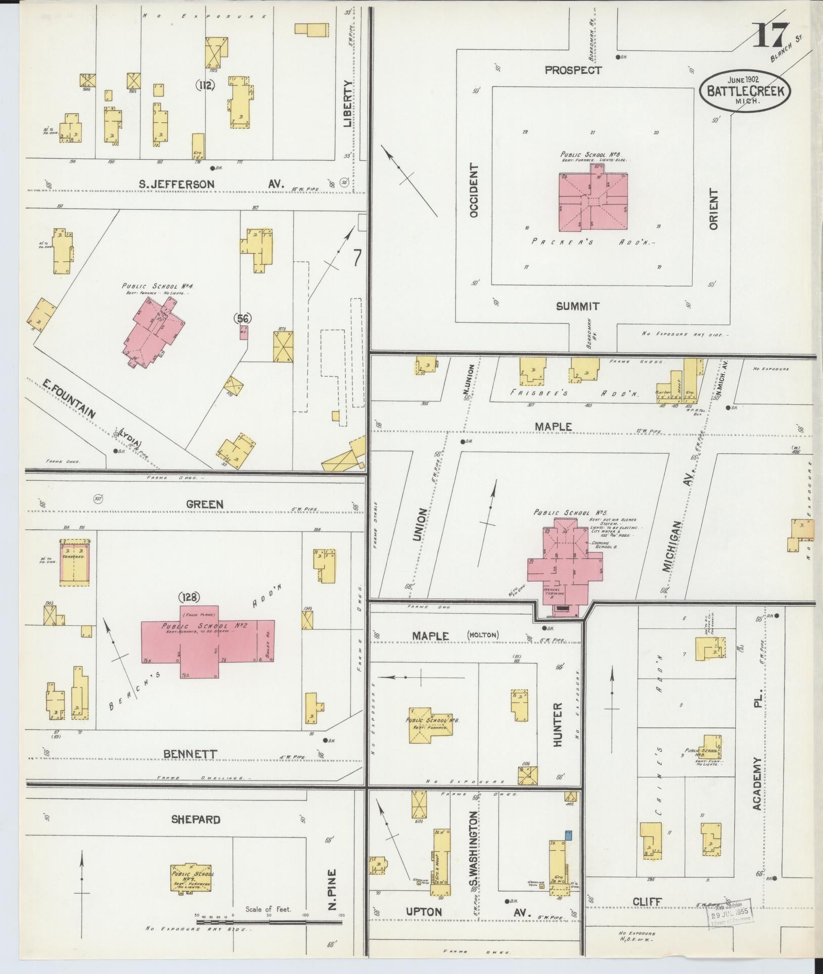 Sanborn Fire Insurance Map from Battle Creek, Calhoun County, Michigan (1902), Sheet #0017 - Historic Sanborn Fire Insurance Map Print, vintage old map wall art, antique decor, genealogy gift, Michigan Michigan map