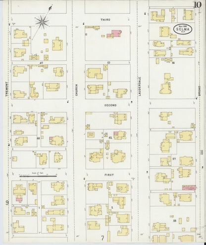 Sanborn Fire Insurance Map from Selma, Dallas County, Alabama (1898), Sheet #0010 - Complete Map Set gallery image, historic Sanborn map, vintage wall art, Alabama Alabama