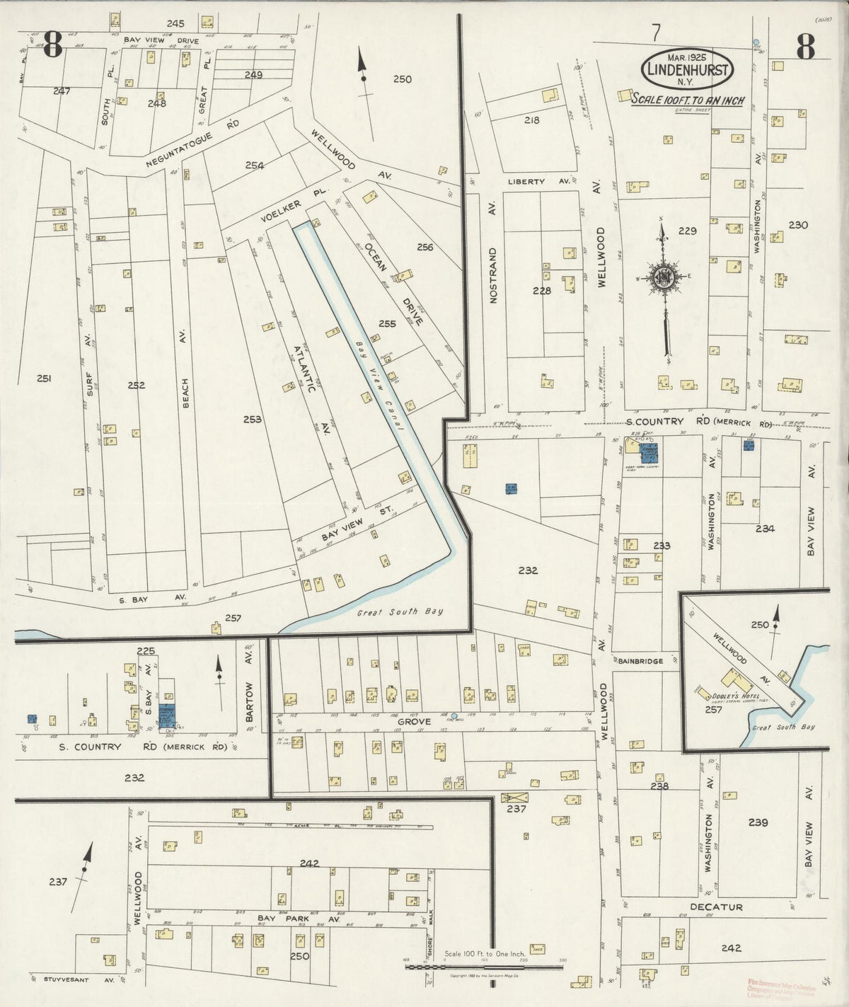 Sanborn Fire Insurance Map from Lindenhurst, Suffolk County, New York (1925), Sheet #0008 - Complete Map Set gallery image, historic Sanborn map, vintage wall art, New York New York