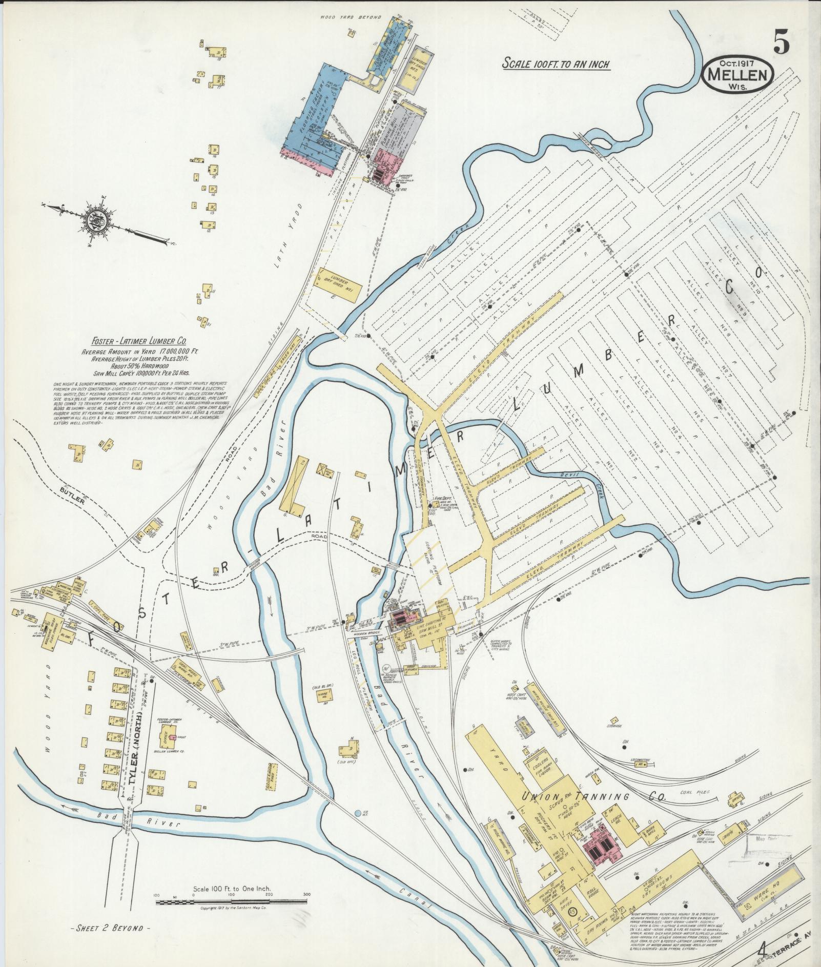Sanborn Fire Insurance Map from Mellen, Ashland County, Wisconsin (1917), Sheet #0005 - Complete Map Set gallery image, historic Sanborn map, vintage wall art, Wisconsin Wisconsin