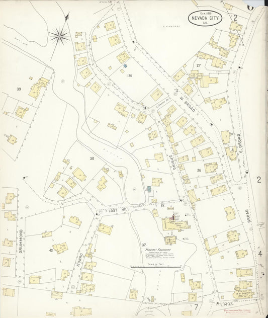 Sanborn Fire Insurance Map from Nevada City, Nevada County, California (1898), Sheet #0006 - Historic Sanborn Fire Insurance Map Print, vintage old map wall art, antique decor, genealogy gift, Nevada City Nevada map
