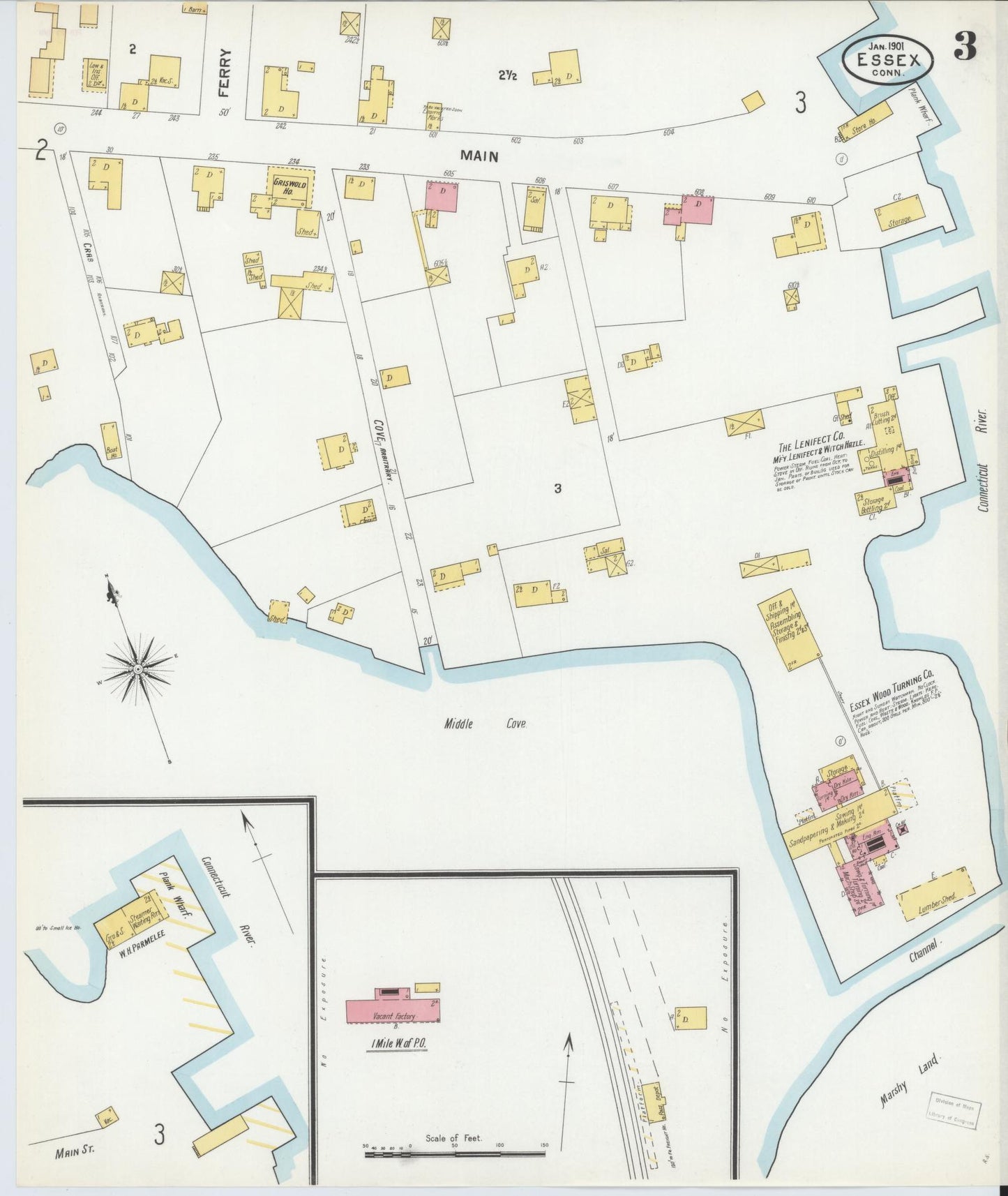 Sanborn Fire Insurance Map from Essex, Middlesex County, Connecticut (1901), Sheet #0003 - Complete Map Set gallery image, historic Sanborn map, vintage wall art, Connecticut Connecticut