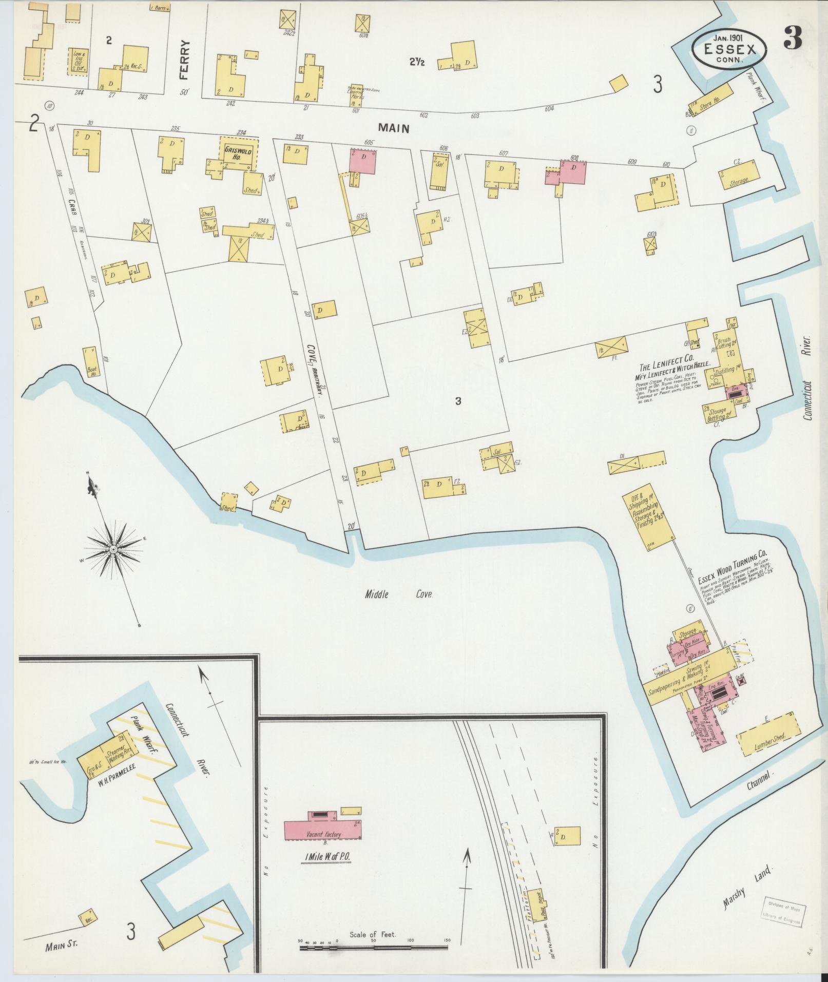 Sanborn Fire Insurance Map from Essex, Middlesex County, Connecticut (1901), Sheet #0003 - Complete Map Set gallery image, historic Sanborn map, vintage wall art, Connecticut Connecticut