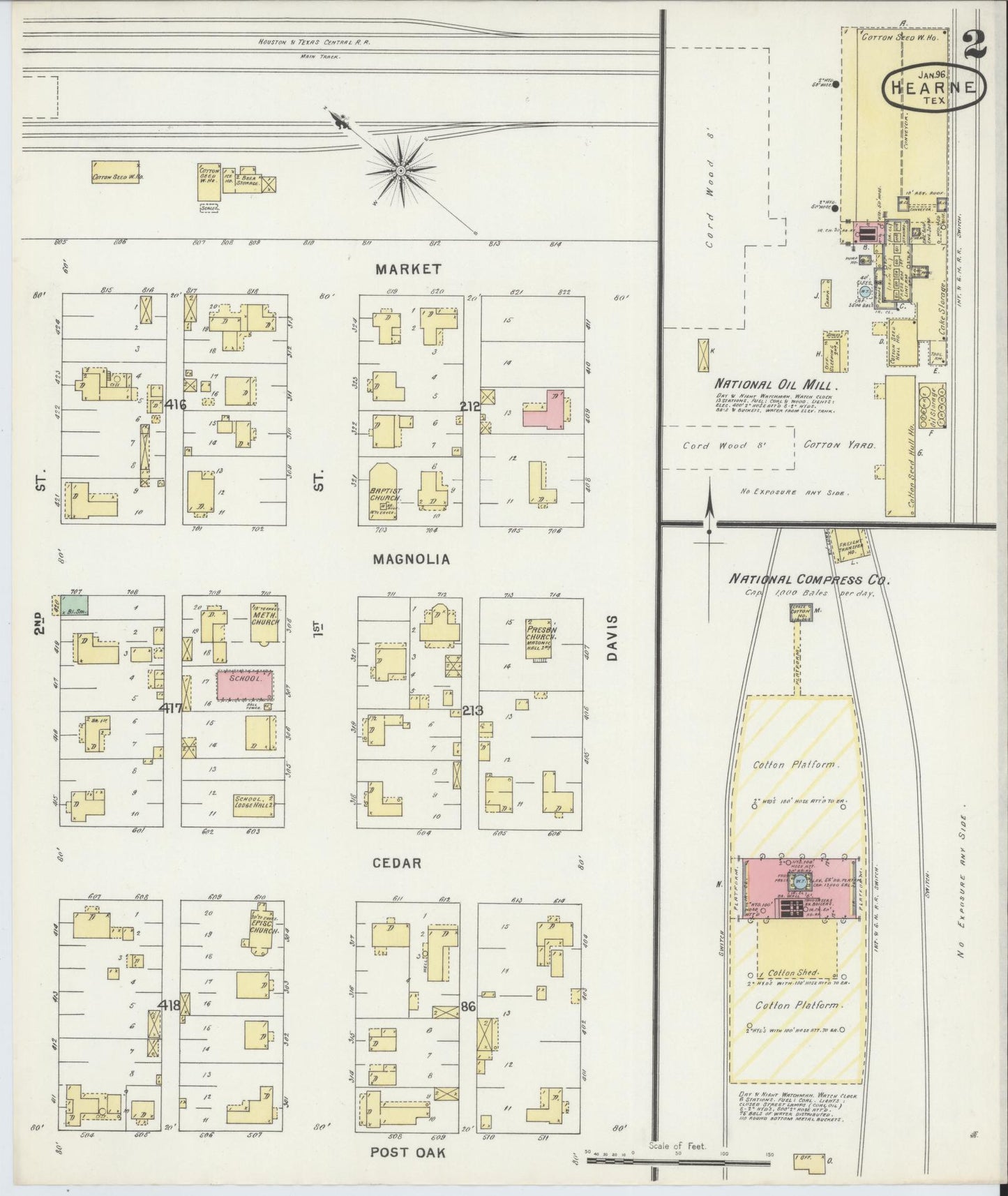 Sanborn Fire Insurance Map from Hearne, Robertson County, Texas. (1896), Sheet 2 – Historic Sanborn Fire Insurance Map Print
