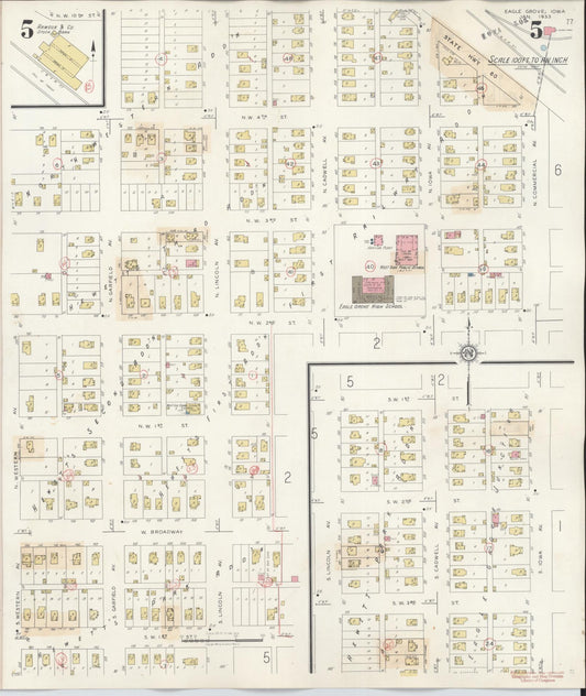 Sanborn Fire Insurance Map from Eagle Grove, Wright County, Iowa (1941), Sheet #0005 - Historic Sanborn Fire Insurance Map Print, vintage old map wall art