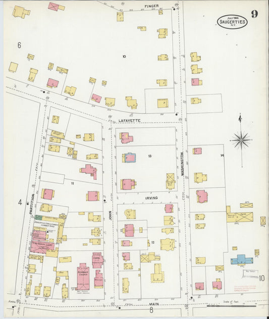 Sanborn Fire Insurance Map from Saugerties, Ulster County, New York (1904), Sheet #0009 - Historic Sanborn Fire Insurance Map Print, vintage old map wall art, antique decor, genealogy gift, New York New York map
