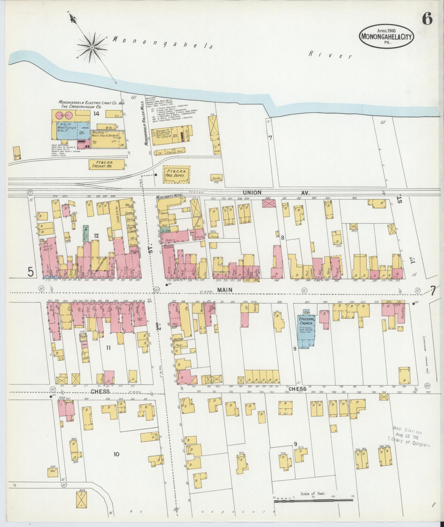Sanborn Fire Insurance Map from Monongahela City, Washington County, Pennsylvania (1900), Sheet #0006 - Complete Map Set gallery image, historic Sanborn map, vintage wall art, Pennsylvania Pennsylvania