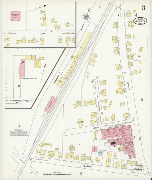 Sanborn Fire Insurance Map from Andover, Essex County, Massachusetts (1911), Sheet #0003 - Historic Sanborn Fire Insurance Map Print, vintage old map wall art, antique decor, genealogy gift, Massachusetts Massachusetts map