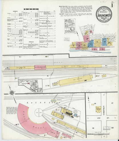 Sanborn Fire Insurance Map from Brunswick, Frederick County, Maryland (1920), Sheet #0001 - Complete Map Set gallery image, historic Sanborn map, vintage wall art, Maryland Maryland