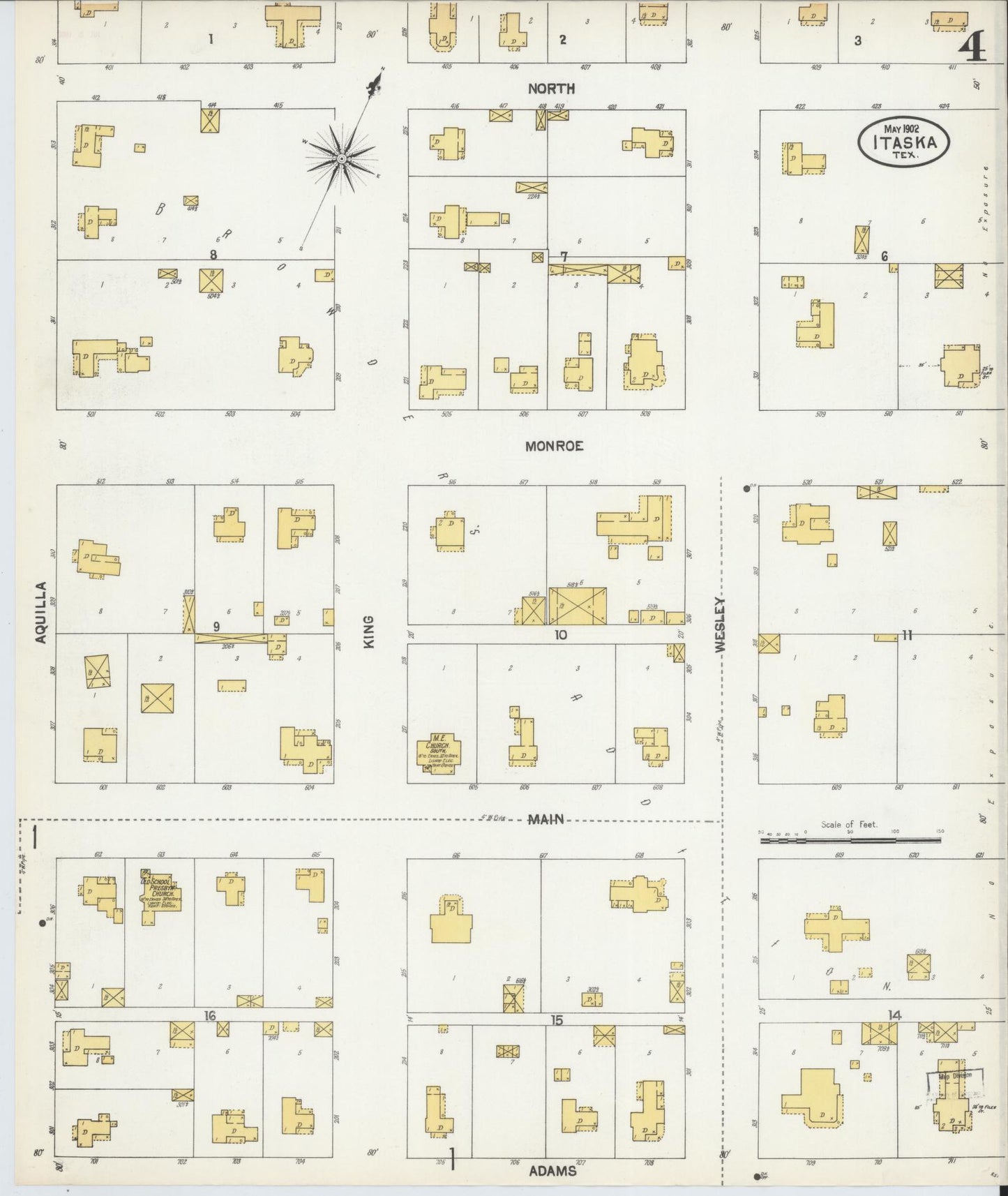 Sanborn Fire Insurance Map from Itasca, Hill County, Texas (1902), Sheet #0004 - Historic Sanborn Fire Insurance Map Print, vintage old map wall art, antique decor, genealogy gift, Texas Texas map