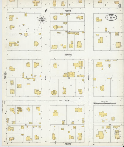 Sanborn Fire Insurance Map from Itasca, Hill County, Texas (1902), Sheet #0004 - Historic Sanborn Fire Insurance Map Print, vintage old map wall art, antique decor, genealogy gift, Texas Texas map