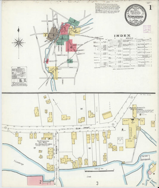 Sanborn Fire Insurance Map from Ticonderoga, Essex County, New York (1906), Sheet #0001 - Complete Map Set gallery image, historic Sanborn map, vintage wall art, New York New York