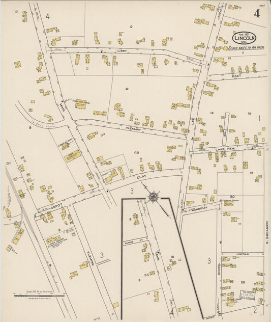 Sanborn Fire Insurance Map from Lincoln, Penobscot County, Maine (1921), Sheet #0004 - Historic Sanborn Fire Insurance Map Print, vintage old map wall art, antique decor, genealogy gift, Maine Maine map