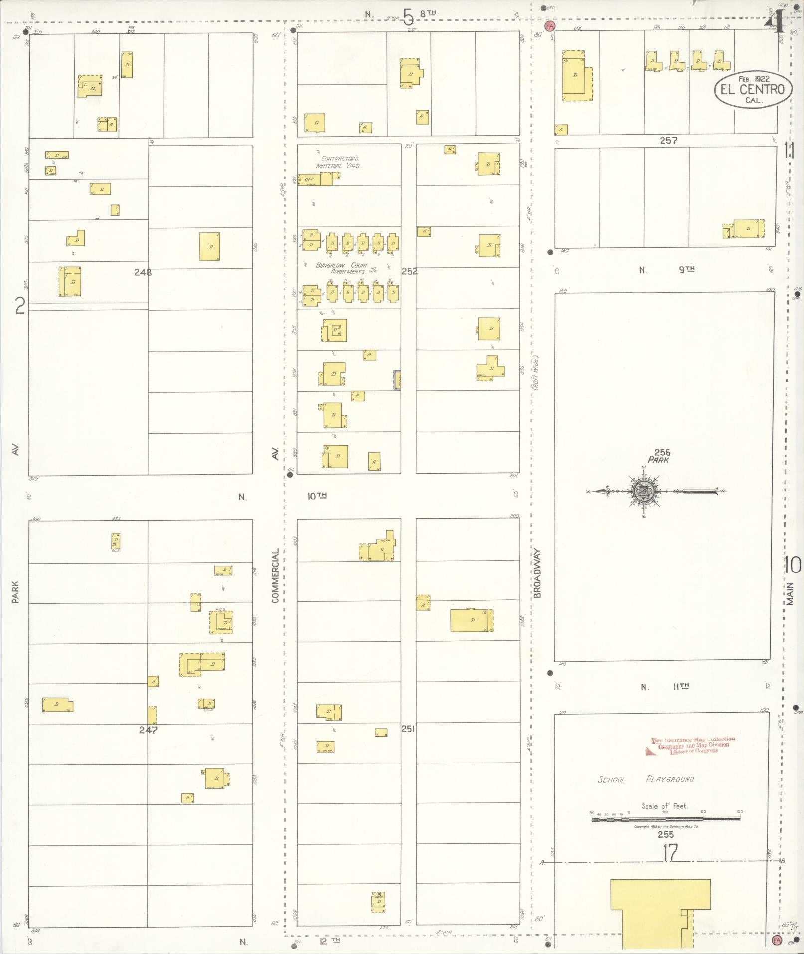 Sanborn Fire Insurance Map from El Centro, Imperial County, California (1922), Sheet #0004 - Historic Sanborn Fire Insurance Map Print, vintage old map wall art, antique decor, genealogy gift, California California map