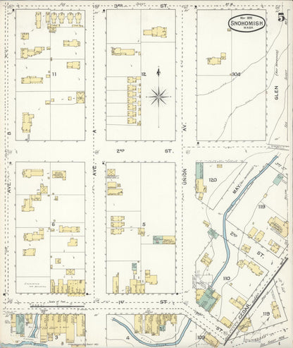 Sanborn Fire Insurance Map from Snohomish, Snohomish County, Washington (1892), Sheet #0005 - Complete Map Set gallery image, historic Sanborn map, vintage wall art, Washington Washington