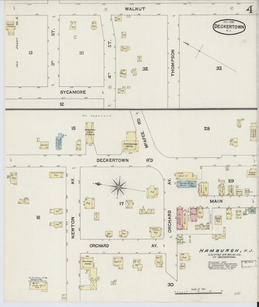 Sanborn Fire Insurance Map from Deckertown, Sussex County, New Jersey (1890), Sheet #0004 - Historic Sanborn Fire Insurance Map Print, vintage old map wall art, antique decor, genealogy gift, New Jersey New Jersey map