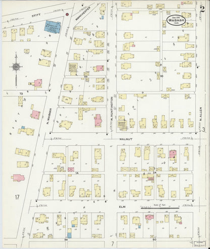 Sanborn Fire Insurance Map from Wabash, Wabash County, Indiana (1910), Sheet #0002 - Historic Sanborn Fire Insurance Map Print, vintage old map wall art, antique decor, genealogy gift, Indiana Indiana map