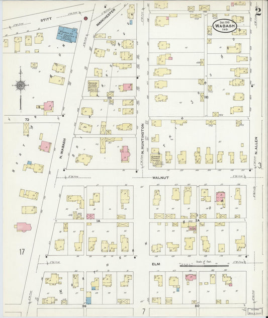 Sanborn Fire Insurance Map from Wabash, Wabash County, Indiana (1910), Sheet #0002 - Historic Sanborn Fire Insurance Map Print, vintage old map wall art, antique decor, genealogy gift, Indiana Indiana map