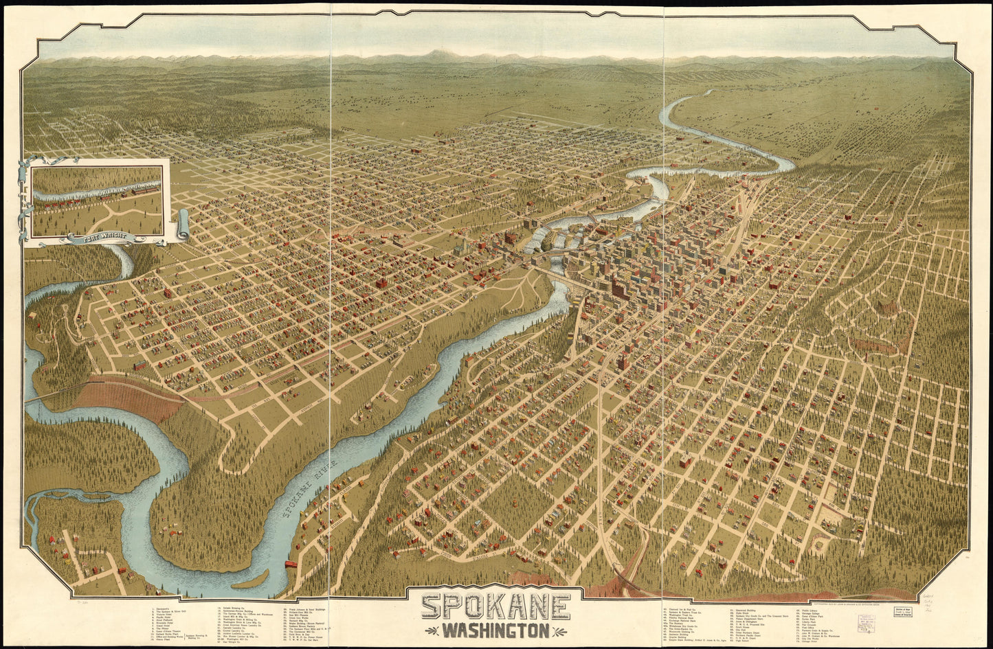 Spokane, Washington. (1905) – Historic Bird’s-Eye View Panorama Print