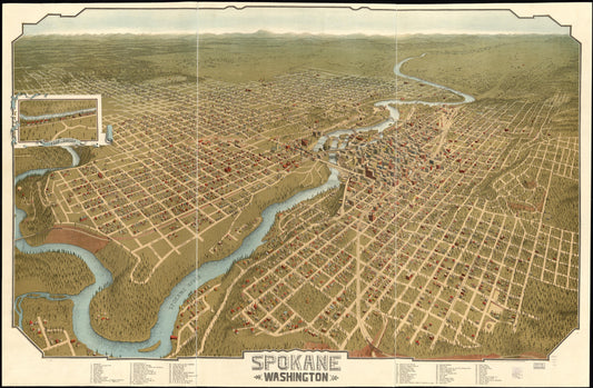 Spokane, Washington. (1905) – Historic Bird’s-Eye View Panorama Print