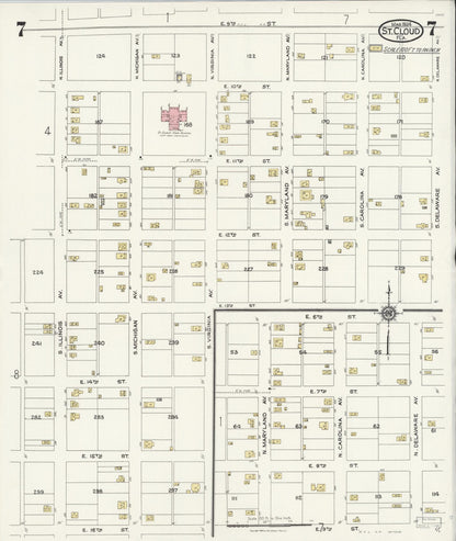 Sanborn Fire Insurance Map from Saint Cloud, Osceola County, Florida (1924), Sheet #0007 - Complete Map Set gallery image, historic Sanborn map, vintage wall art, Florida Florida
