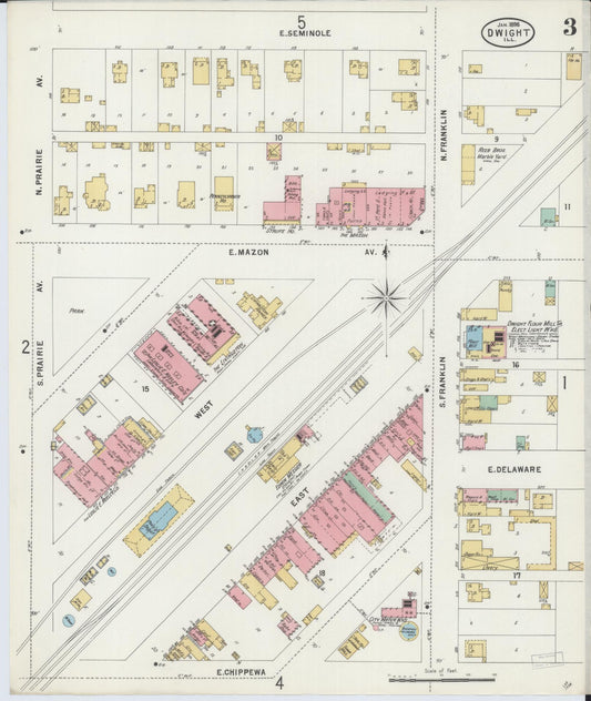 Sanborn Fire Insurance Map from Dwight, Livingston County, Illinois (1898), Sheet #0003 - Historic Sanborn Fire Insurance Map Print, vintage old map wall art, antique decor, genealogy gift, Illinois Illinois map