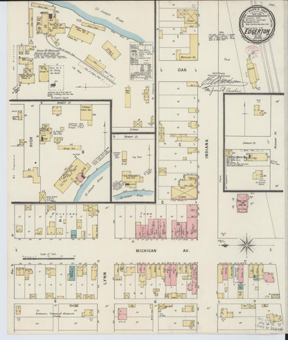 Sanborn Fire Insurance Map from Edgerton, Williams County, Ohio (1895), Sheet #0001 - Historic Sanborn Fire Insurance Map Print, vintage old map wall art, antique decor, genealogy gift, Ohio Ohio map