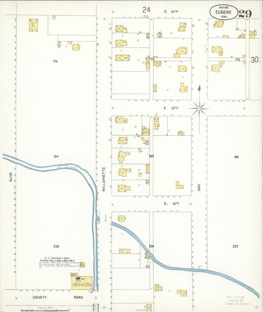 Sanborn Fire Insurance Map from Eugene, Lane County, Oregon (1902), Sheet #0029 - Historic Sanborn Fire Insurance Map Print, vintage old map wall art, antique decor, genealogy gift, Oregon Oregon map