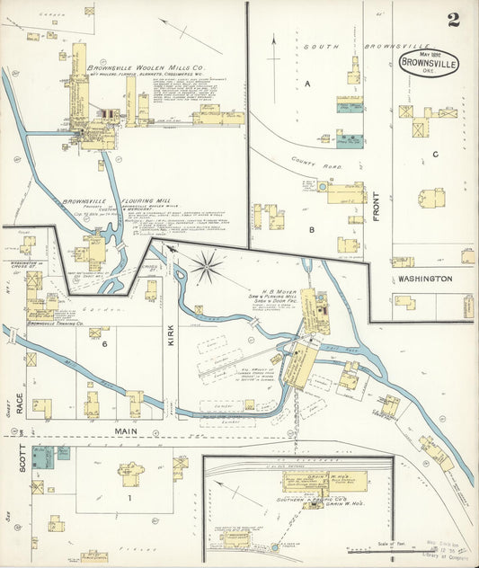 Sanborn Fire Insurance Map from Brownsville, Linn County, Oregon (1892), Sheet #0002 - Historic Sanborn Fire Insurance Map Print, vintage old map wall art, antique decor, genealogy gift, Oregon Oregon map