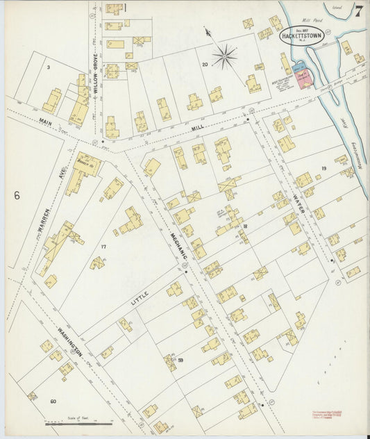 Sanborn Fire Insurance Map from Hackettstown, Warren County, New Jersey (1897), Sheet #0007 - Historic Sanborn Fire Insurance Map Print, vintage old map wall art, antique decor, genealogy gift, New Jersey New Jersey map