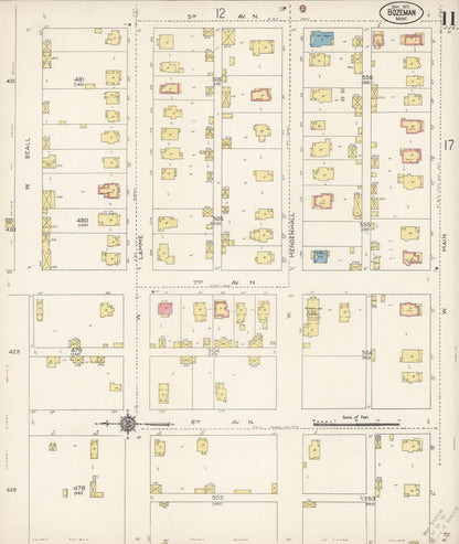 Sanborn Fire Insurance Map from Bozeman, Gallatin County, Montana (1912), Sheet #0011 - Complete Map Set gallery image, historic Sanborn map, vintage wall art, Montana Montana