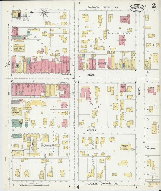 Sanborn Fire Insurance Map from Geneseo, Henry County, Illinois (1901), Sheet #0002 - Historic Sanborn Fire Insurance Map Print, vintage old map wall art, antique decor, genealogy gift, Illinois Illinois map