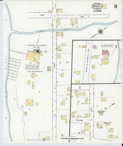 Sanborn Fire Insurance Map from Ripley, Brown County, Ohio (1920), Sheet #0008 - Historic Sanborn Fire Insurance Map Print, vintage old map wall art, antique decor, genealogy gift, Ohio Ohio map