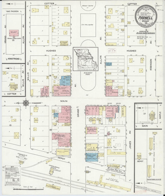 Sanborn Fire Insurance Map from Parnell, Nodaway County, Missouri (1914), Sheet #0001 - Historic Sanborn Fire Insurance Map Print, vintage old map wall art, antique decor, genealogy gift, Missouri Missouri map