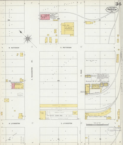 Sanborn Fire Insurance Map from Madison, Dane County, Wisconsin (1902), Sheet #0036 - Complete Map Set gallery image, historic Sanborn map, vintage wall art, Wisconsin Wisconsin