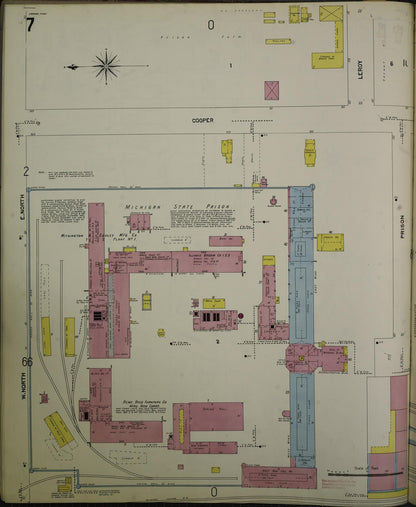 Sanborn Fire Insurance Map from Jackson, Jackson County, Michigan (1907), Sheet #0007 - Complete Map Set gallery image, historic Sanborn map, vintage wall art, Michigan Michigan