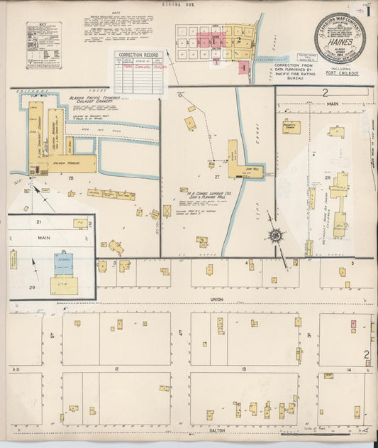 Sanborn Fire Insurance Map from Haines, Haines Census Division, Alaska (1948), Sheet #0001 - Historic Sanborn Fire Insurance Map Print, vintage old map wall art, antique decor, genealogy gift, Alaska Alaska map