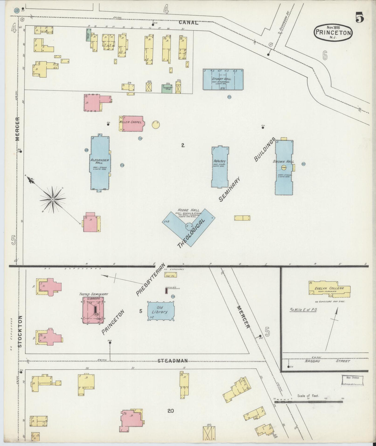 Sanborn Fire Insurance Map from Princeton, Mercer County, New Jersey (1895), Sheet #0005 - Complete Map Set gallery image, historic Sanborn map, vintage wall art, New Jersey New Jersey