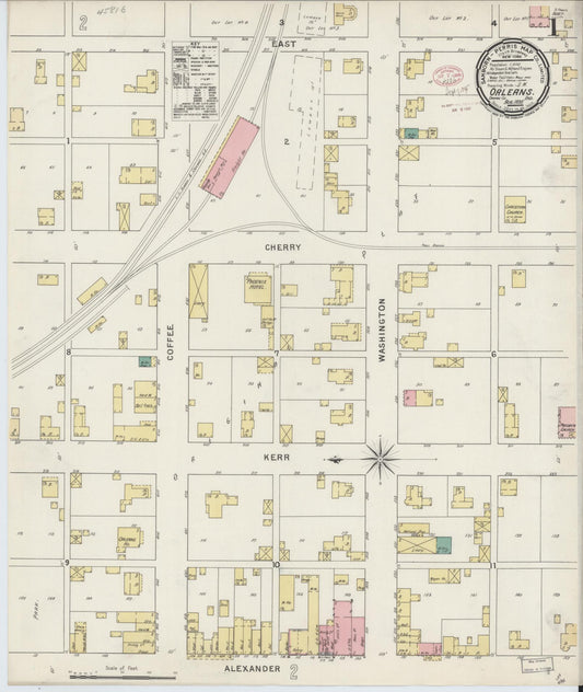 Sanborn Fire Insurance Map from Orleans, Orange County, Indiana (1895), Sheet #0001 - Complete Map Set gallery image, historic Sanborn map, vintage wall art, Indiana Indiana