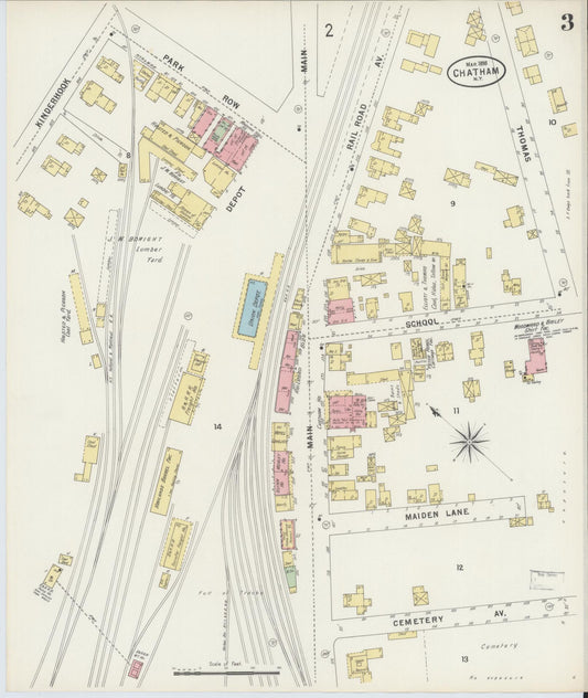 Sanborn Fire Insurance Map from Chatham, Columbia County, New York (1898), Sheet #0003 - Historic Sanborn Fire Insurance Map Print, vintage old map wall art, antique decor, genealogy gift, New York New York map