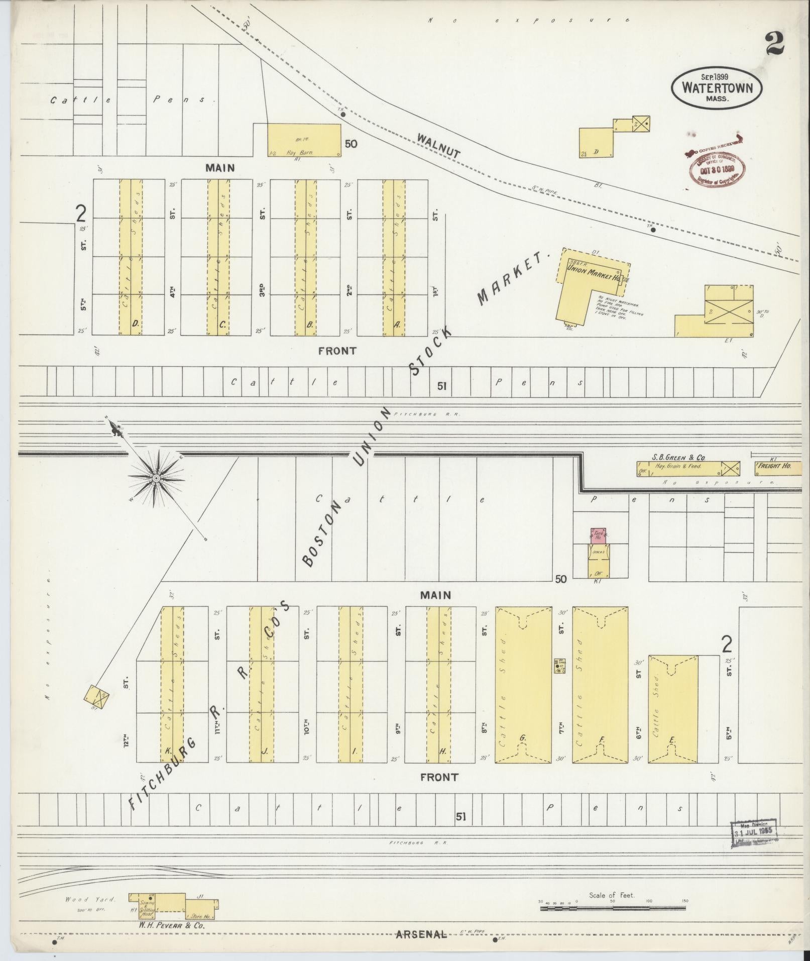 Sanborn Fire Insurance Map from Watertown, Middlesex County, Massachusetts (1899), Sheet #0002 - Historic Sanborn Fire Insurance Map Print, vintage old map wall art, antique decor, genealogy gift, Massachusetts Massachusetts map