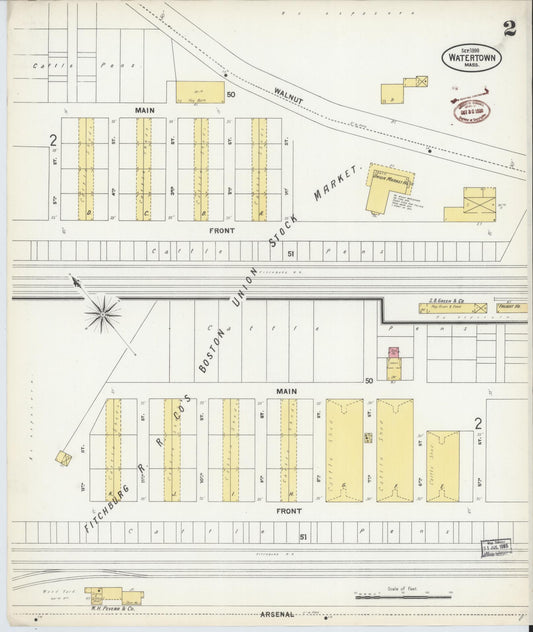 Sanborn Fire Insurance Map from Watertown, Middlesex County, Massachusetts (1899), Sheet #0002 - Historic Sanborn Fire Insurance Map Print, vintage old map wall art, antique decor, genealogy gift, Massachusetts Massachusetts map