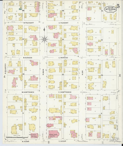 Sanborn Fire Insurance Map from Mount Vernon, Knox County, Ohio (1907), Sheet #0005 - Historic Sanborn Fire Insurance Map Print, vintage old map wall art, antique decor, genealogy gift, Ohio Ohio map
