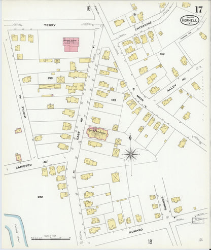 Sanborn Fire Insurance Map from Hornell, Steuben County, New York (1909), Sheet #0017 - Complete Map Set gallery image, historic Sanborn map, vintage wall art, New York New York