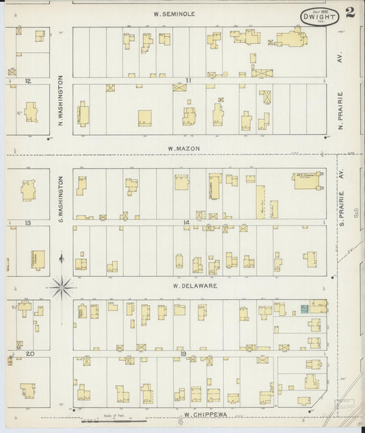 Sanborn Fire Insurance Map from Dwight, Livingston County, Illinois (1892), Sheet #0002 - Historic Sanborn Fire Insurance Map Print, vintage old map wall art, antique decor, genealogy gift, Illinois Illinois map