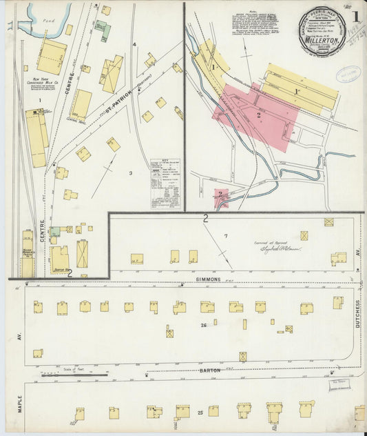 Sanborn Fire Insurance Map from Millerton, Dutchess County, New York (1898), Sheet #0001 - Complete Map Set gallery image, historic Sanborn map, vintage wall art, New York New York