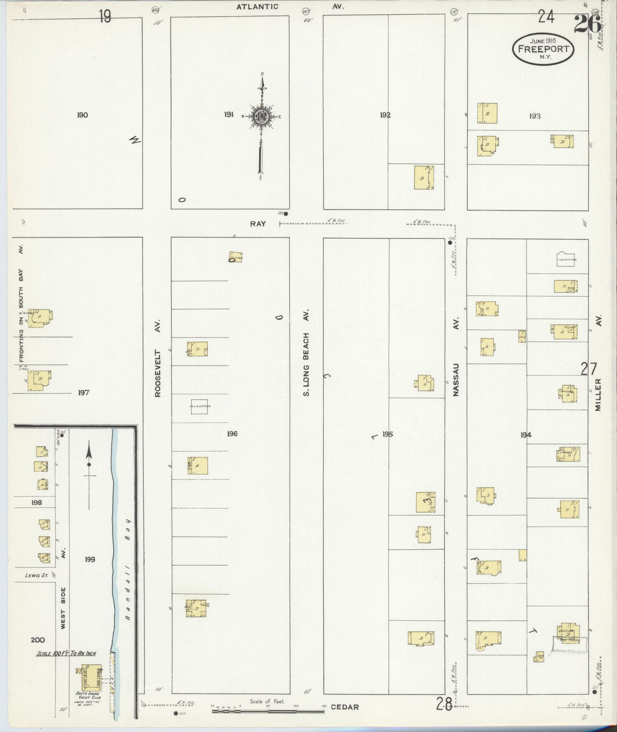 Sanborn Fire Insurance Map from Freeport, Nassau County, New York (1910), Sheet #0026 - Complete Map Set gallery image, historic Sanborn map, vintage wall art, New York New York